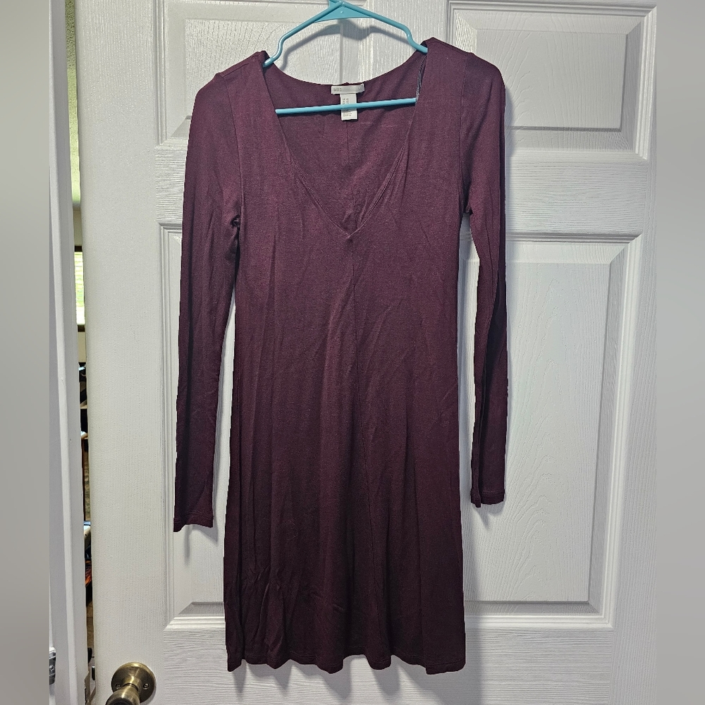 H&M long sleeve burgundy dress